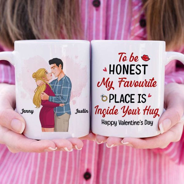 Romantic Couple, My Favourite Place Is Inside Your Hug, Personalized Mug, Couple Gifts, Gifts For Him, Gifts For Her, Valentine's Day Gifts