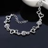 Romantic Heart Flower 925 Sterling Silver Bracelet