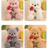 Romantic Teddy Bear with Roses Plush Soft Stuffed Doll Gift
