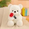 Romantic Teddy Bear with Roses Plush Soft Stuffed Doll Gift