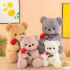 Romantic Teddy Bear with Roses Plush Soft Stuffed Doll Gift