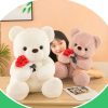 Romantic Teddy Bear with Roses Plush Soft Stuffed Doll Gift