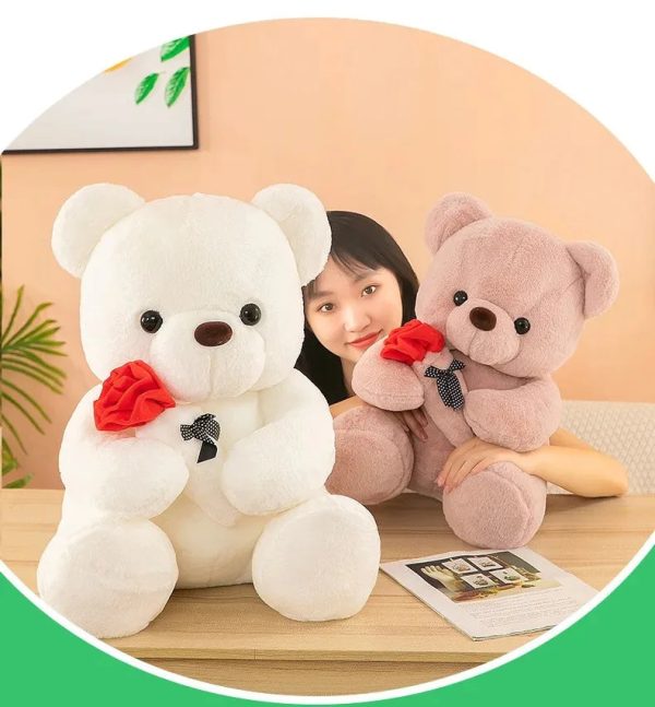 Romantic Teddy Bear with Roses Plush Soft Stuffed Doll Gift