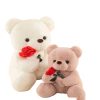 Romantic Teddy Bear with Roses Plush Soft Stuffed Doll Gift