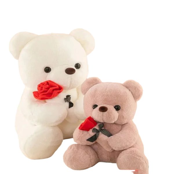 Romantic Teddy Bear with Roses Plush Soft Stuffed Doll Gift