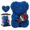 Rose Bear in Clear Box – Handmade Artificial Flower Gift for Valentine’s Day, Birthday, or Special Occasion
