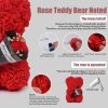 Rose Bear in Clear Box – Handmade Artificial Flower Gift for Valentine’s Day, Birthday, or Special Occasion