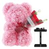 Rose Bear in Clear Box – Handmade Artificial Flower Gift for Valentine’s Day, Birthday, or Special Occasion