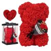 Rose Bear in Clear Box – Handmade Artificial Flower Gift for Valentine’s Day, Birthday, or Special Occasion