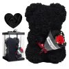 Rose Bear in Clear Box – Handmade Artificial Flower Gift for Valentine’s Day, Birthday, or Special Occasion