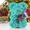 Rose Bear in Clear Box – Handmade Artificial Flower Gift for Valentine’s Day, Birthday, or Special Occasion