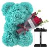 Rose Bear in Clear Box – Handmade Artificial Flower Gift for Valentine’s Day, Birthday, or Special Occasion