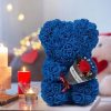 Rose Bear in Clear Box – Handmade Artificial Flower Gift for Valentine’s Day, Birthday, or Special Occasion