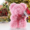 Rose Bear in Clear Box – Handmade Artificial Flower Gift for Valentine’s Day, Birthday, or Special Occasion