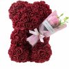 Rose Bear with Flower Bouquet 24cm