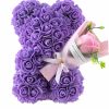 Rose Bear with Flower Bouquet 24cm