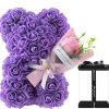 Rose Bear with Flower Bouquet 24cm