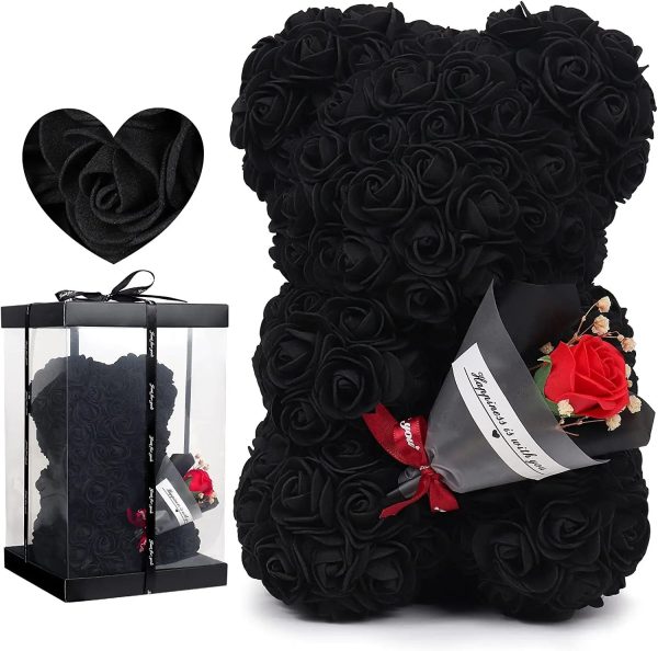 Rose Bear with Flower Bouquet 24cm