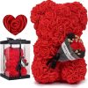Rose Bear with Flower Bouquet 24cm