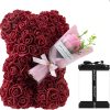 Rose Bear with Flower Bouquet 24cm