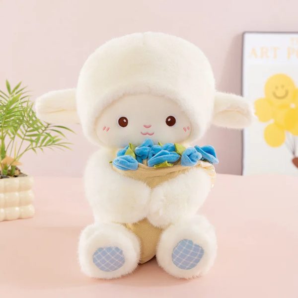 Rose Bouquet Sheep Plush Toy Cute Hugging Lamb Gift