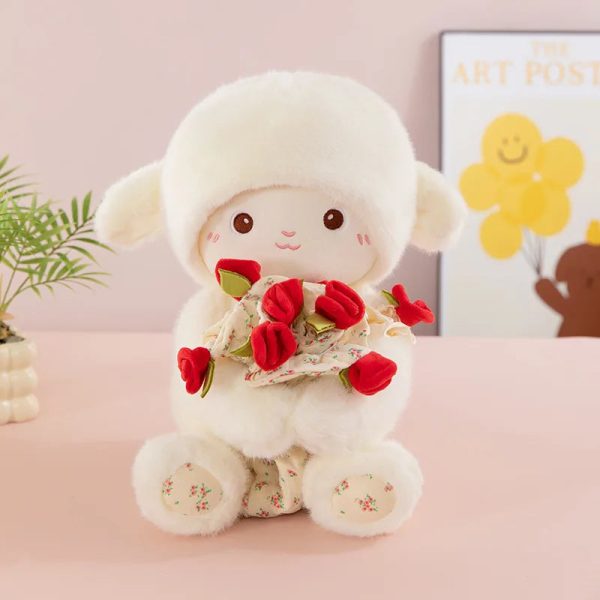 Rose Bouquet Sheep Plush Toy Cute Hugging Lamb Gift