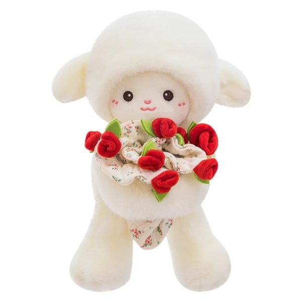 Rose Bouquet Sheep Plush Toy Cute Hugging Lamb Gift