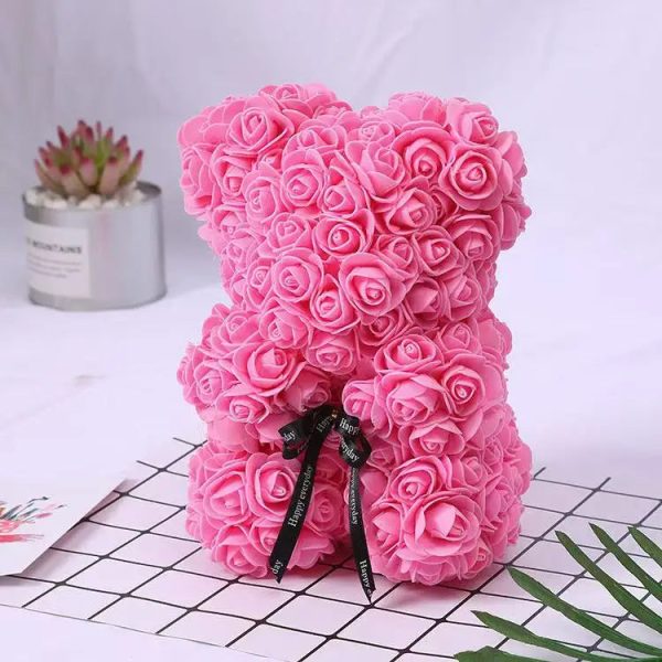 Rose Flower Teddy Bear 25cm Romantic Gift with Box