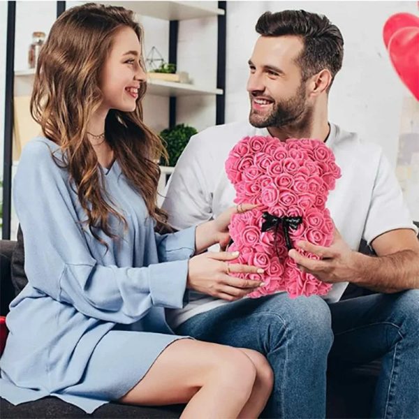 Rose Flower Teddy Bear 25cm Romantic Gift with Box