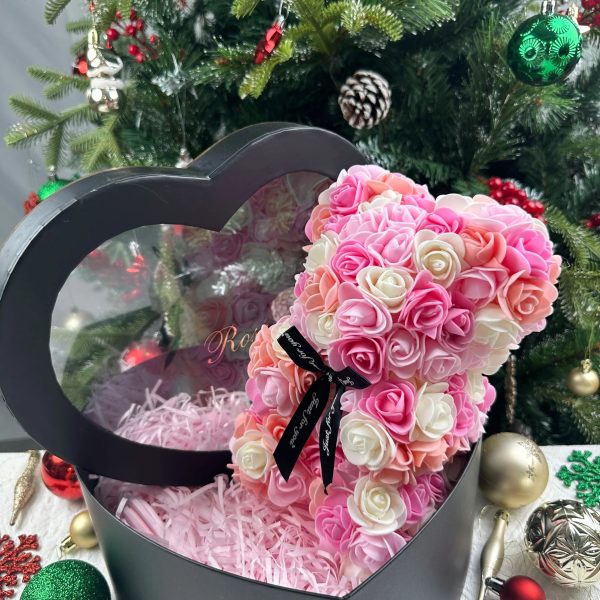 Rose Flower Teddy Bear 25cm Romantic Gift with Box