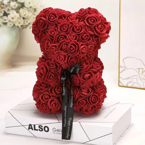 Rose Flower Teddy Bear 25cm Romantic Gift with Box