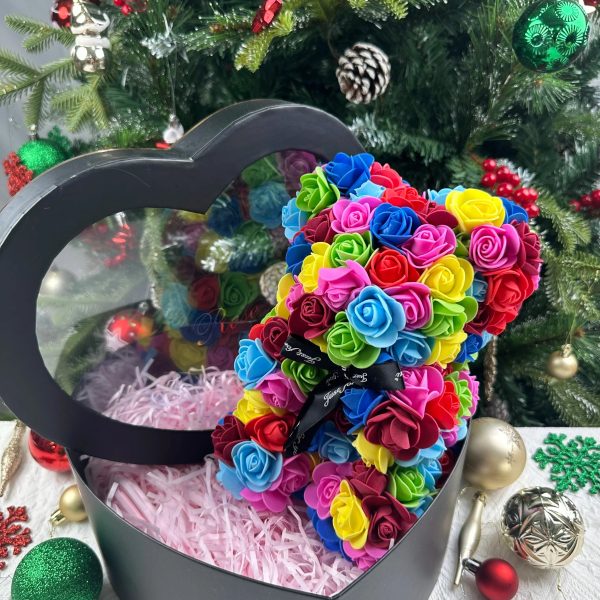 Rose Flower Teddy Bear 25cm Romantic Gift with Box