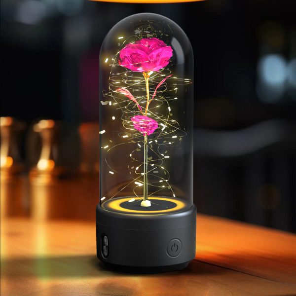 Rose Flowers Led Light And Bluetooth Speaker