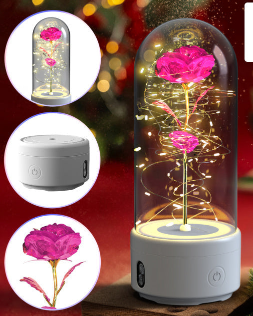 Rose Flowers Led Light And Bluetooth Speaker