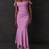Rose Pink Floral Corset Ruffle Ruched Maxi Dress