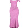 Rose Pink Floral Corset Ruffle Ruched Maxi Dress