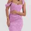 Rose Pink Floral Corset Ruffle Ruched Maxi Dress