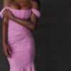 Rose Pink Floral Corset Ruffle Ruched Maxi Dress