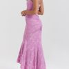 Rose Pink Floral Corset Ruffle Ruched Maxi Dress