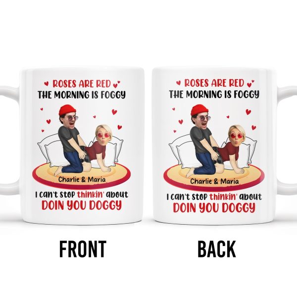 Roses Are Red Morning Foggy Love Quote With Cartoon Couple - Personalized Custom Coffee Mug - CPL259_MG