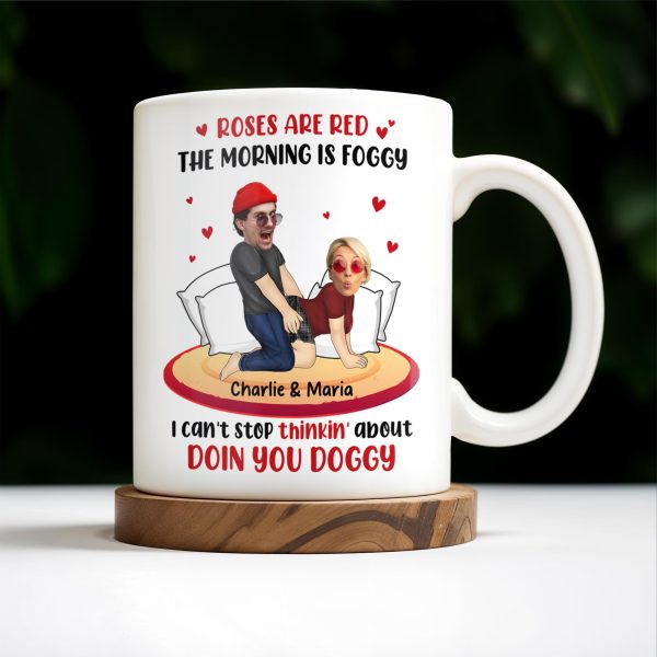 Roses Are Red Morning Foggy Love Quote With Cartoon Couple - Personalized Custom Coffee Mug - CPL259_MG
