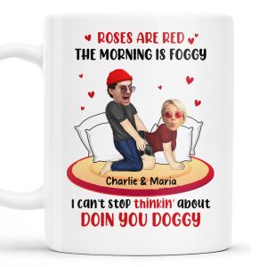Roses Are Red Morning Foggy Love Quote With Cartoon Couple - Personalized Custom Coffee Mug - CPL259_MG