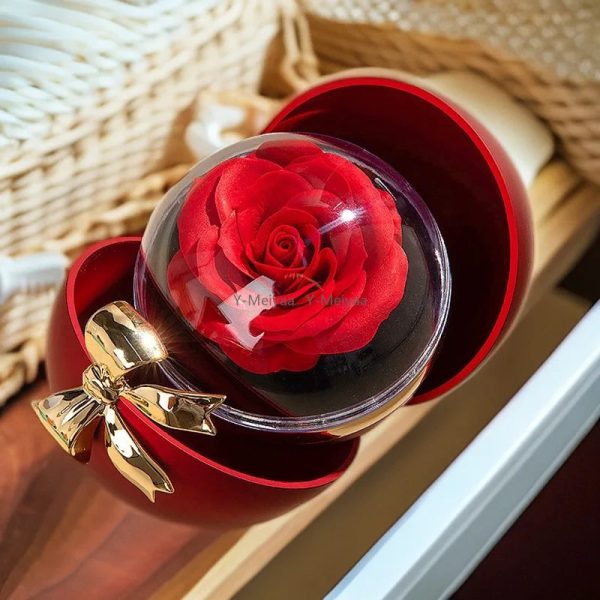 Round Bow Eternal Rose Jewelry Gift Box for Necklace and Ring