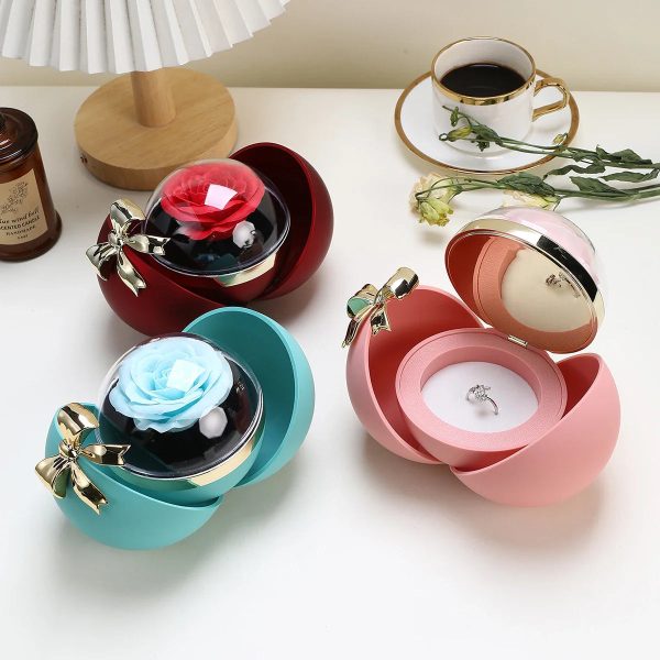 Round Bow Eternal Rose Jewelry Gift Box for Necklace and Ring