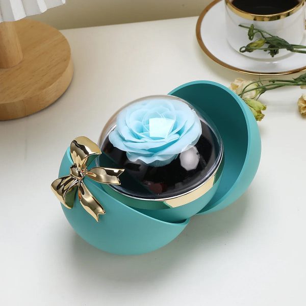 Round Bow Eternal Rose Jewelry Gift Box for Necklace and Ring