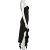 Ruffle Fringe Double Slit Tube Midi Dress
