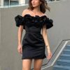 Ruffles Off-shoulder Bodycon Mini Dress