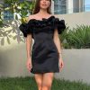 Ruffles Off-shoulder Bodycon Mini Dress