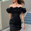Ruffles Off-shoulder Bodycon Mini Dress
