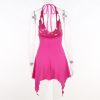 Ruffles Rose Halter Neck Mini Dress